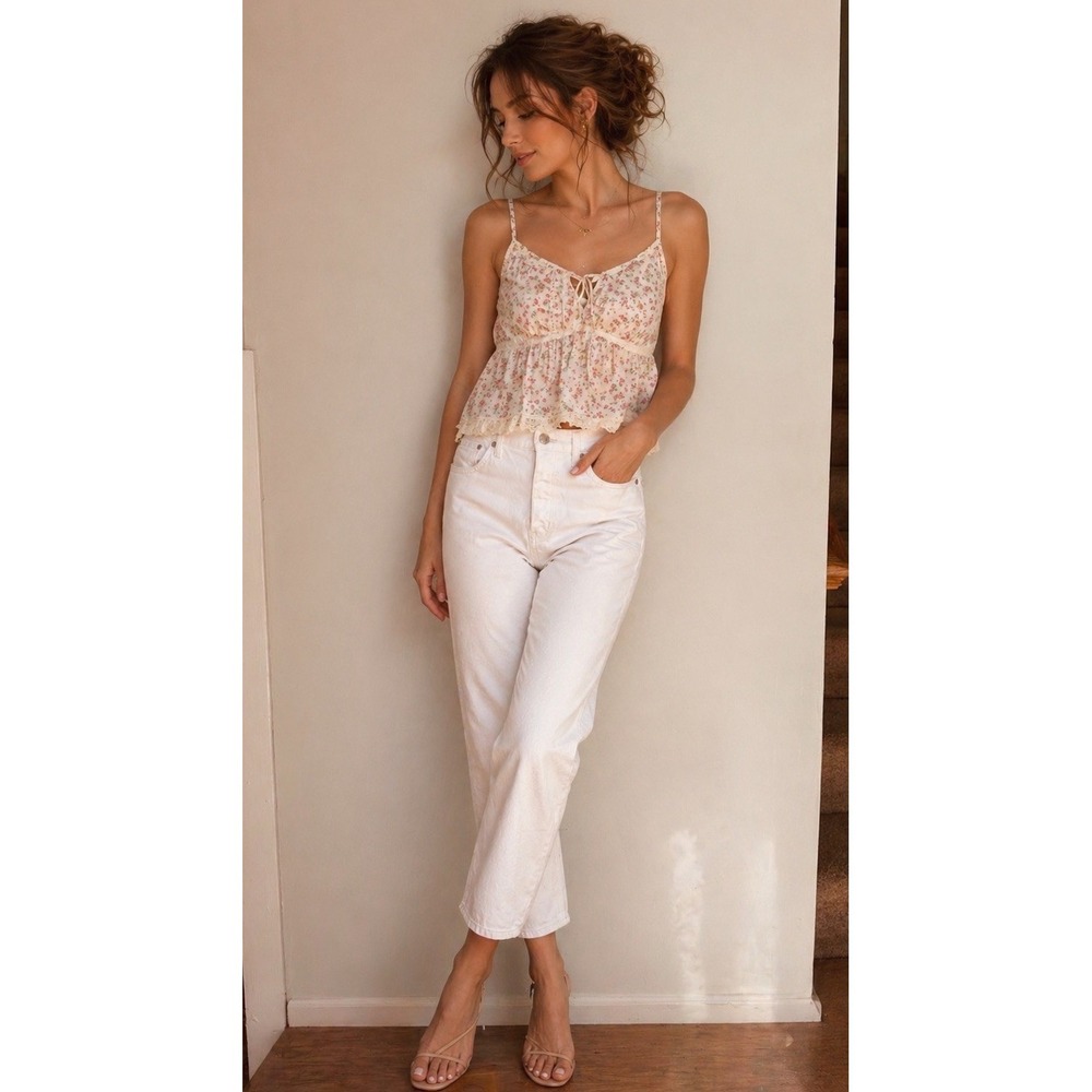 J.Crew High Rise Straight Jeans Women's Size 26 White Stretch Denim Casual